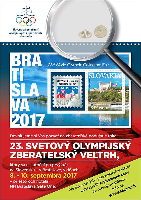 Oficiálny plagát 23. svetového stretnutia olympijských zberateľov v Bratislave.